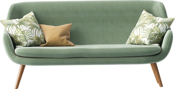 Isolated Green Sofa on White Sofa on White